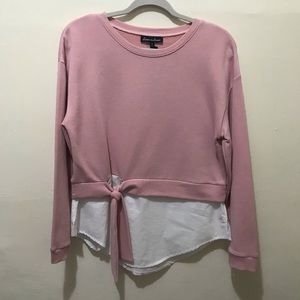 NWT Sweatshirt shirt combo Pink with tie and white cotton shirt
